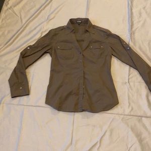 Express essential stretch shirt. Olive green. Size M.